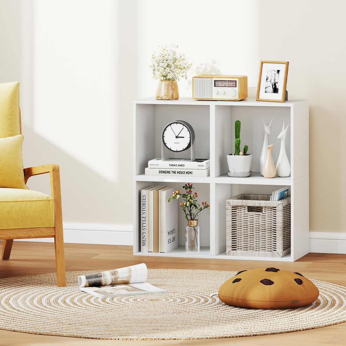 Goflame White Cubby Bookcase