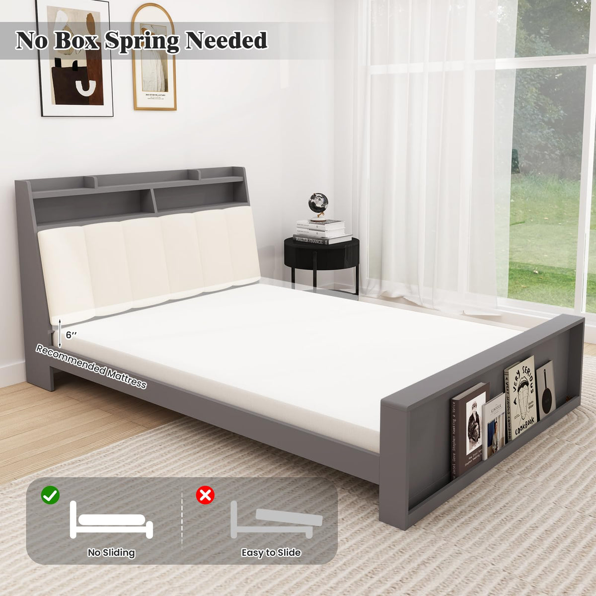 Goflame Full Size Bed Frame with Storage