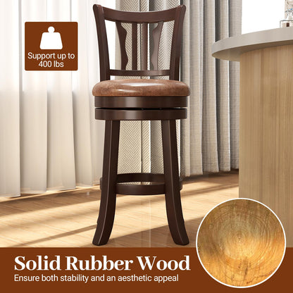 Goflame 26" Upholstered Counter Height Swivel Bar Stools Set of 2/4 with Back and Solid Rubber Frame