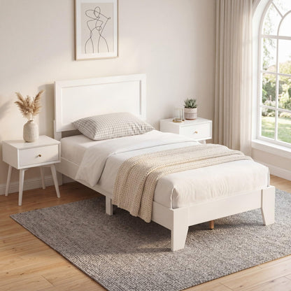 Goflame Twin/Full/Queen Size Wooden Bed Frame with Wood Slat Support