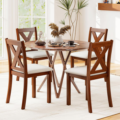 Goflame Wooden Dining Chair Set of 2/4 with Padded Seat and Curved Back