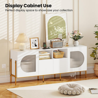 Goflame White TV Stand for TVs up to 70" Modern Entertainment Center with Power Outlets