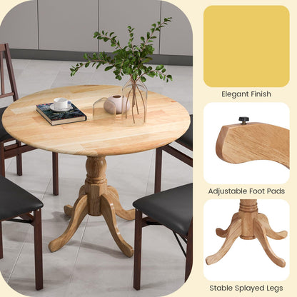 Goflame Wooden Dining Table, Dining Table with 40" D Round Tabletop & Curved Trestle Legs