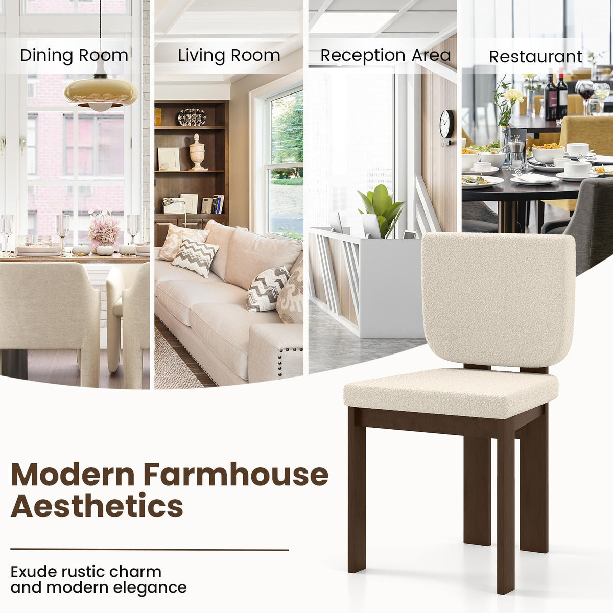 Goflame Soft Sherpa Upholstered Kitchen Dining Room Chairs（2/4）