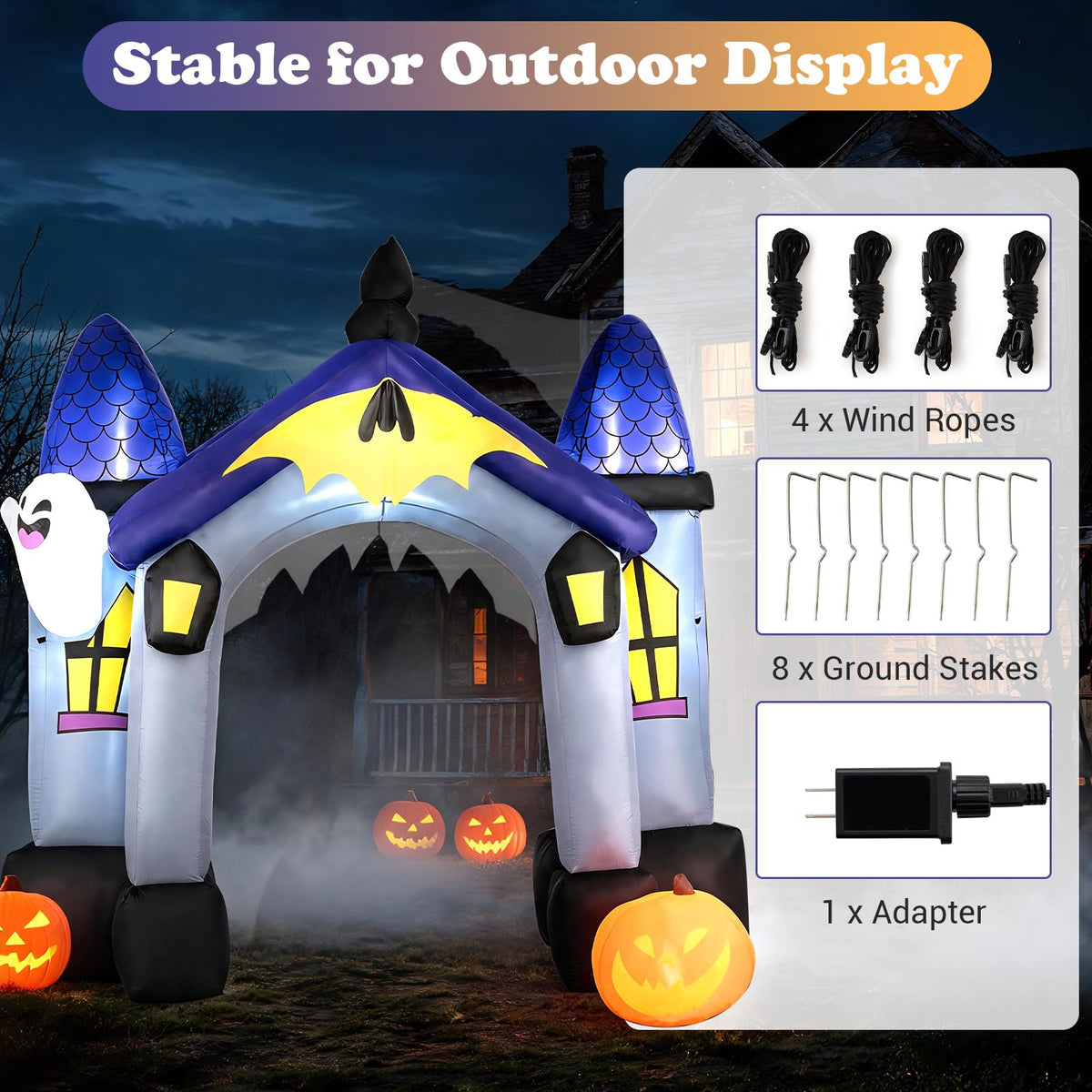 9FT/270 CM Halloween Inflatable Archway with LED Lights