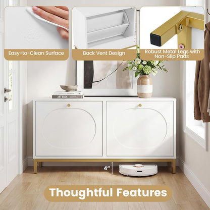 Goflame Shoe Storage Bench with 2 Flip Drawers