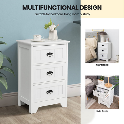 Goflame Nightstand with 3 Drawers, Bedside Table