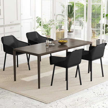 Goflame Plastic Dining Chairs Set of 2/4 Black Kitchen Armchair w/Breathable Mesh Backrest