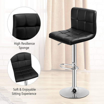 Goflame Bar Stool, Modern Swivel Adjustable Armless Barstools, Square Counter Height PU Leather Bar Stools