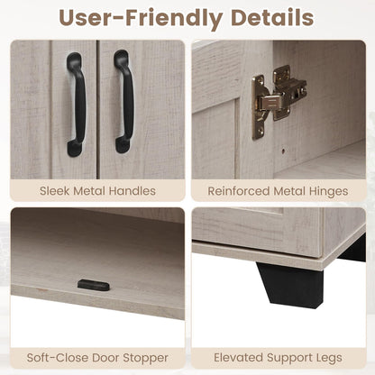 Goflame Sideboard Buffet Cabinet | 45" Farmhouse Coffee Bar Cabinet with 3 Doors & Adjustable Shelves