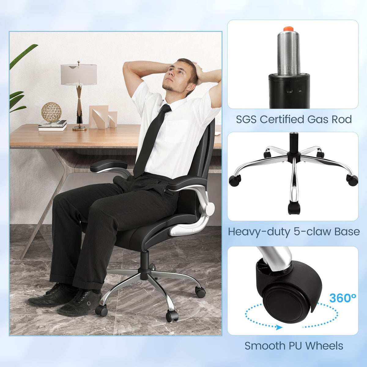 Goflame Executive Office Chair, Ergonomic PU Leather Desk Chair