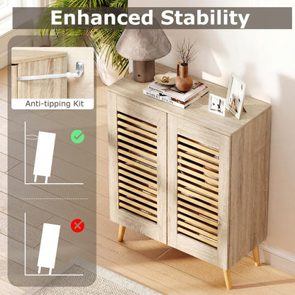 Goflame Shoe Cabinet 4-Tier Shoe Rack Organizer Cabinet(Louvered Door)