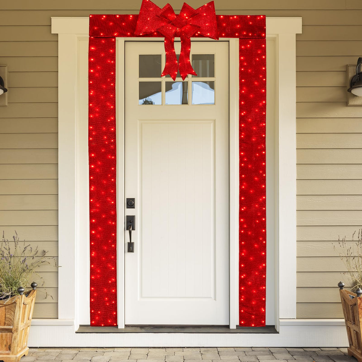 Goflame Lighted Christmas Doorway Arch, Light-up Xmas Decoration with 240 LED Lights