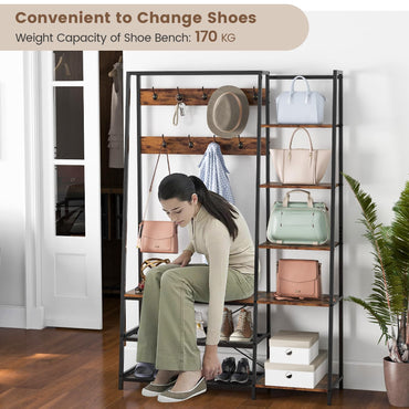 Goflame Coat Rack with Shoe Bench