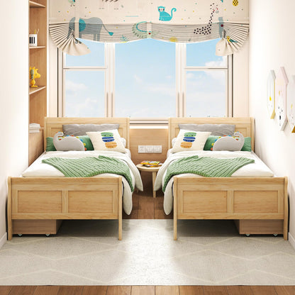 Goflame Twin/ Full/ Queen Bed with 2 Storage Drawers Wood Platform Bed with Headboard & Footboard