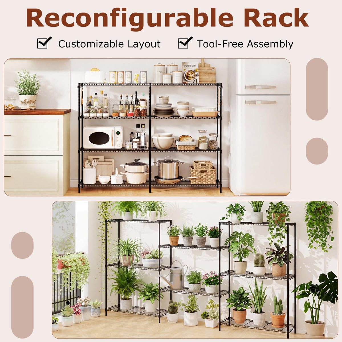 Goflame 4-Tier/5-Tier Metal Storage Shelving Unit with V-Shaped Wire Rack