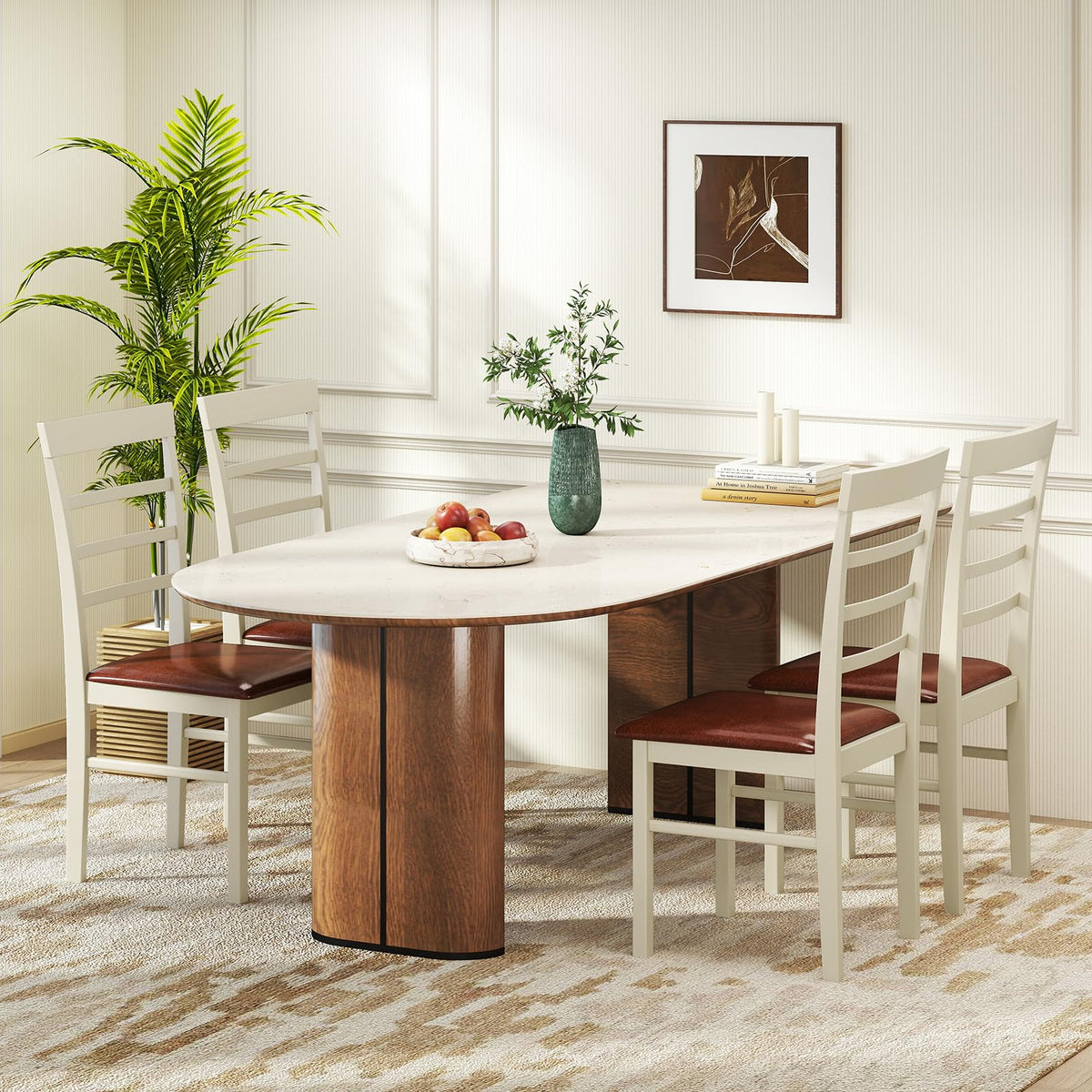 Goflame PU Leather Upholstered Kitchen Chair with Rubber Wood Frame