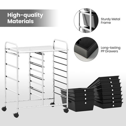 Goflame 12 Drawer Rolling Cart with Drawers Storage Organizer Cart