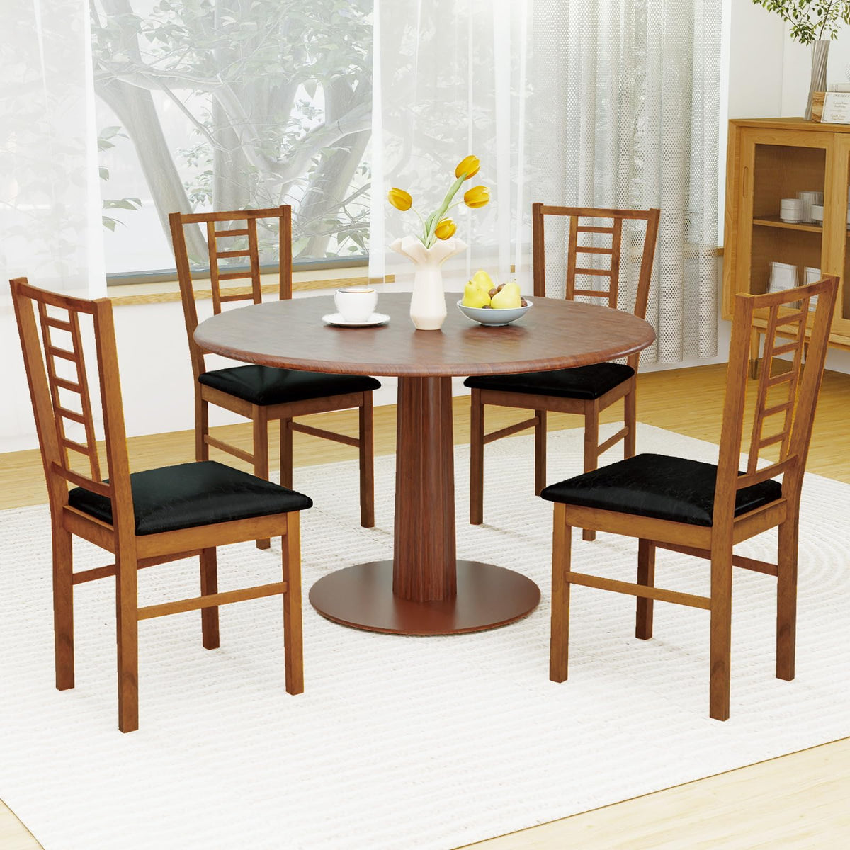 Goflame Wooden Dining Chairs Set of 2/4 Armless Kitchen Chairs