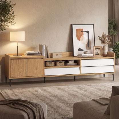 Goflame Modern TV Stand for 80" Television with Open Shelf