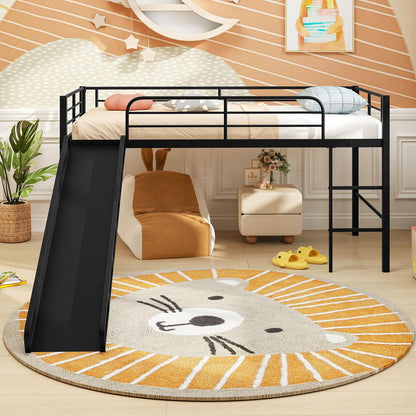 Goflame Low Loft Bed with Slide