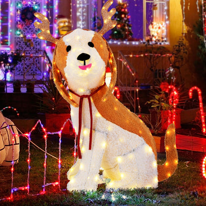 Goflame Lighted Christmas Dog, Indoor Outdoor Puppy Decoration w/LED Lights