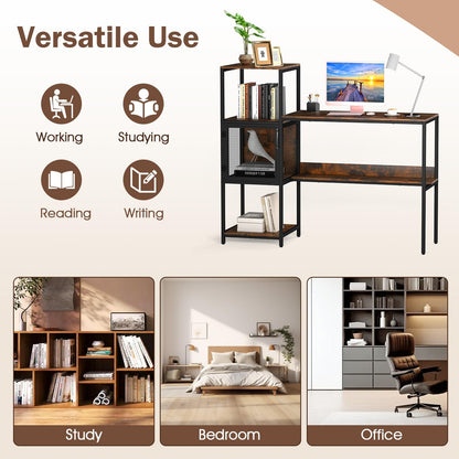 Goflame Modern Computer Workstation Home Office Desk with Storage Cabinet and Shelves