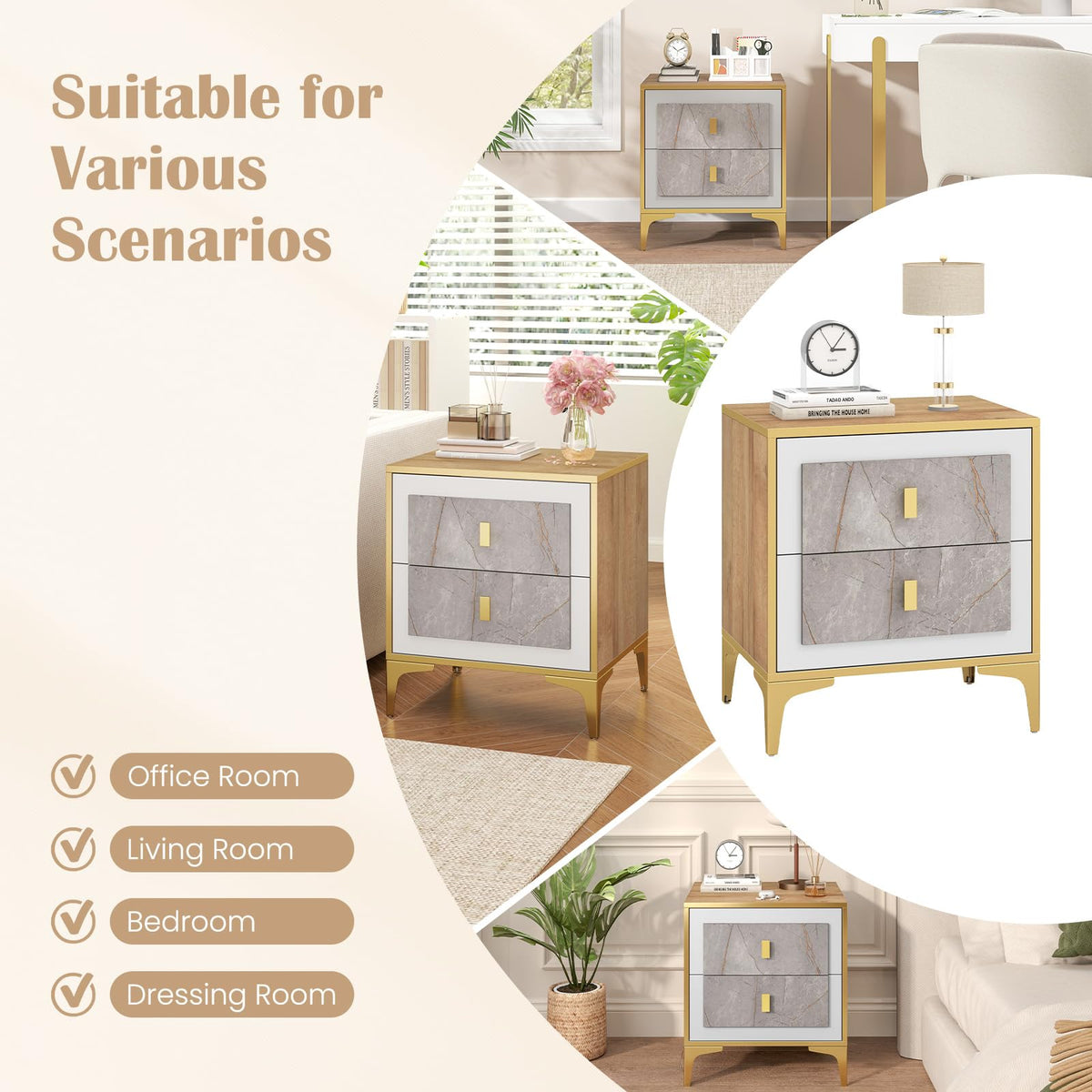 Goflame Modern Nightstand with 2 Drawers