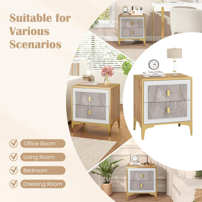 Goflame Modern Nightstand with 2 Drawers