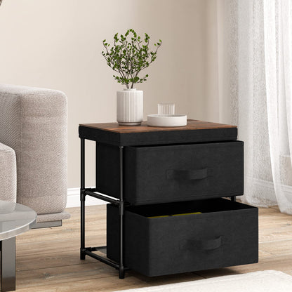 Goflame Nightstand Set of 2 with 2 Fabric Drawers