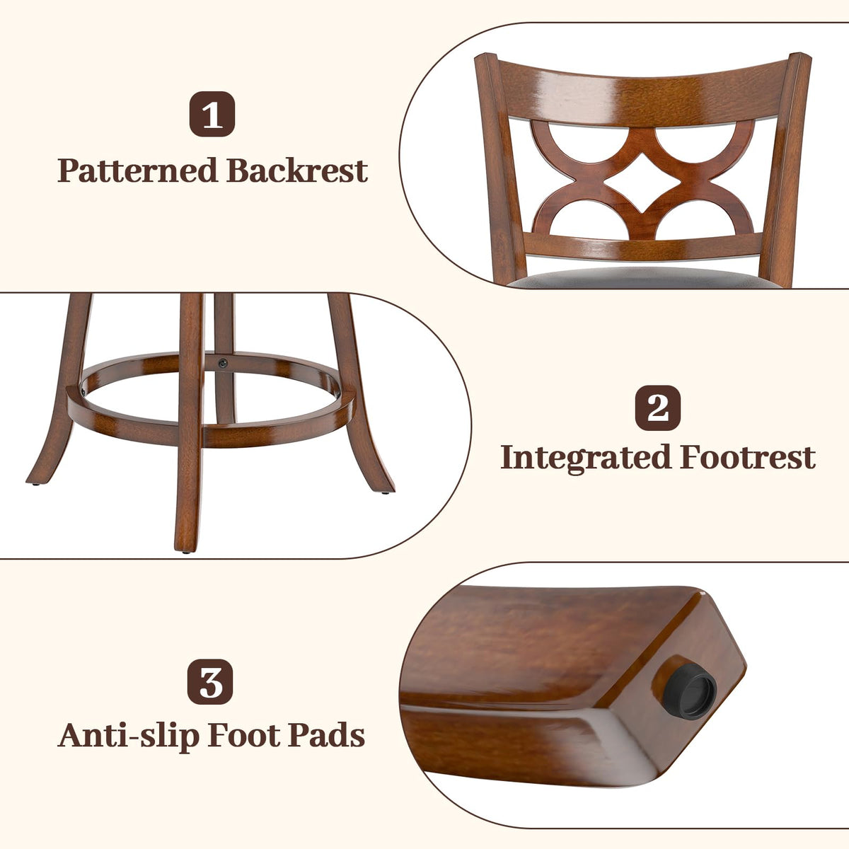 Goflame Swivel Bar Stools Set of 2/4 with Upholstered Seat