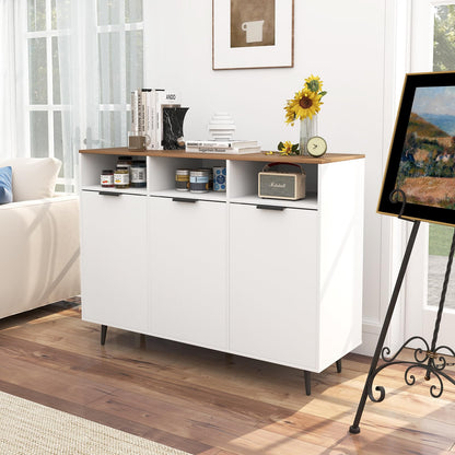 Goflame Sideboard Cabinet - 47” Buffet Cabinet with Storage Compartments, Countertop