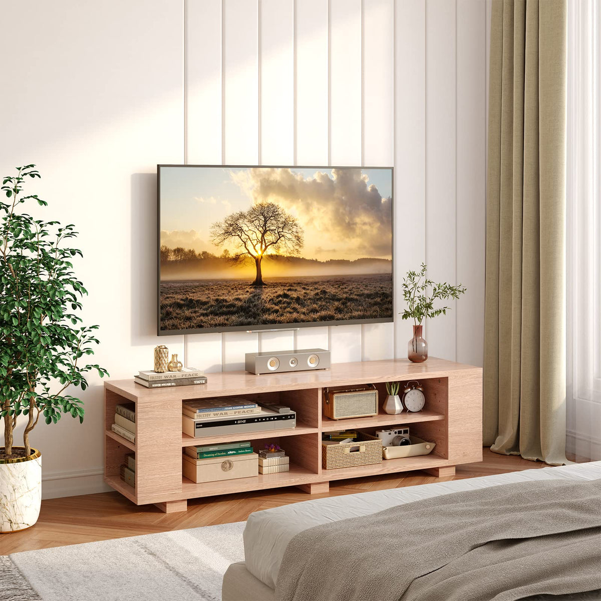 Goflame TV Stand Entertainment Center - Farmhouse Television Table up to 65 Inches TVs, 7 Colors