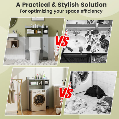 Goflame Over-The-Toilet Storage Cabinet, Bathroom Freestanding Space Saver with 1-Door Side Storage Cabinet & Paper Holder