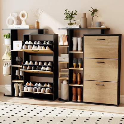 Goflame Shoe Cabinet with 3 Flip Drawers