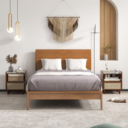 Goflame Rattan Nightstand with Drawer
