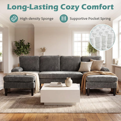 Goflame Sectional Couch for Living Room U-Shaped Sofa