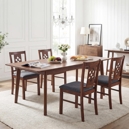 Goflame Wooden Upholstered Kitchen Chair with Elegant Diamond Back (2/4)