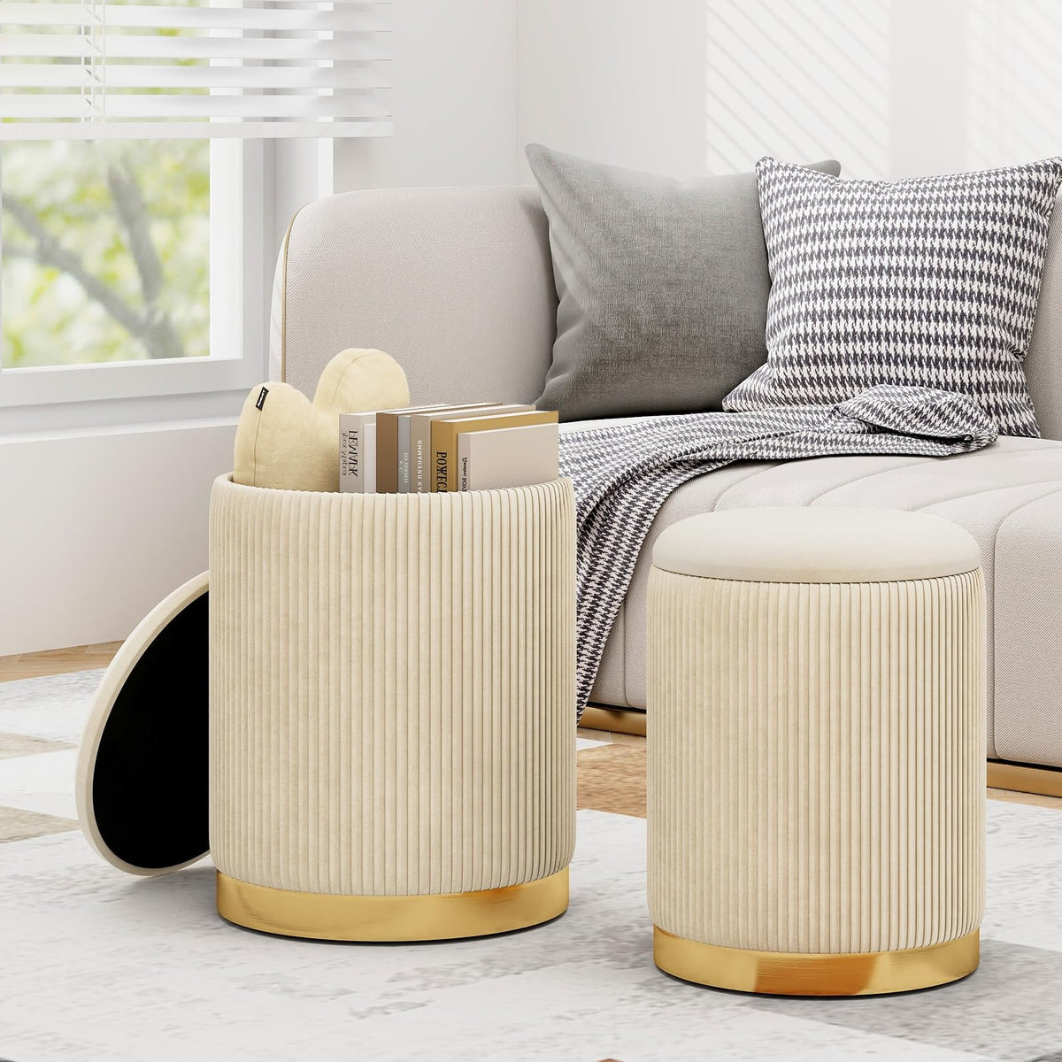 Goflame Ottoman with Storage - Set of 2 Storage Ottomans