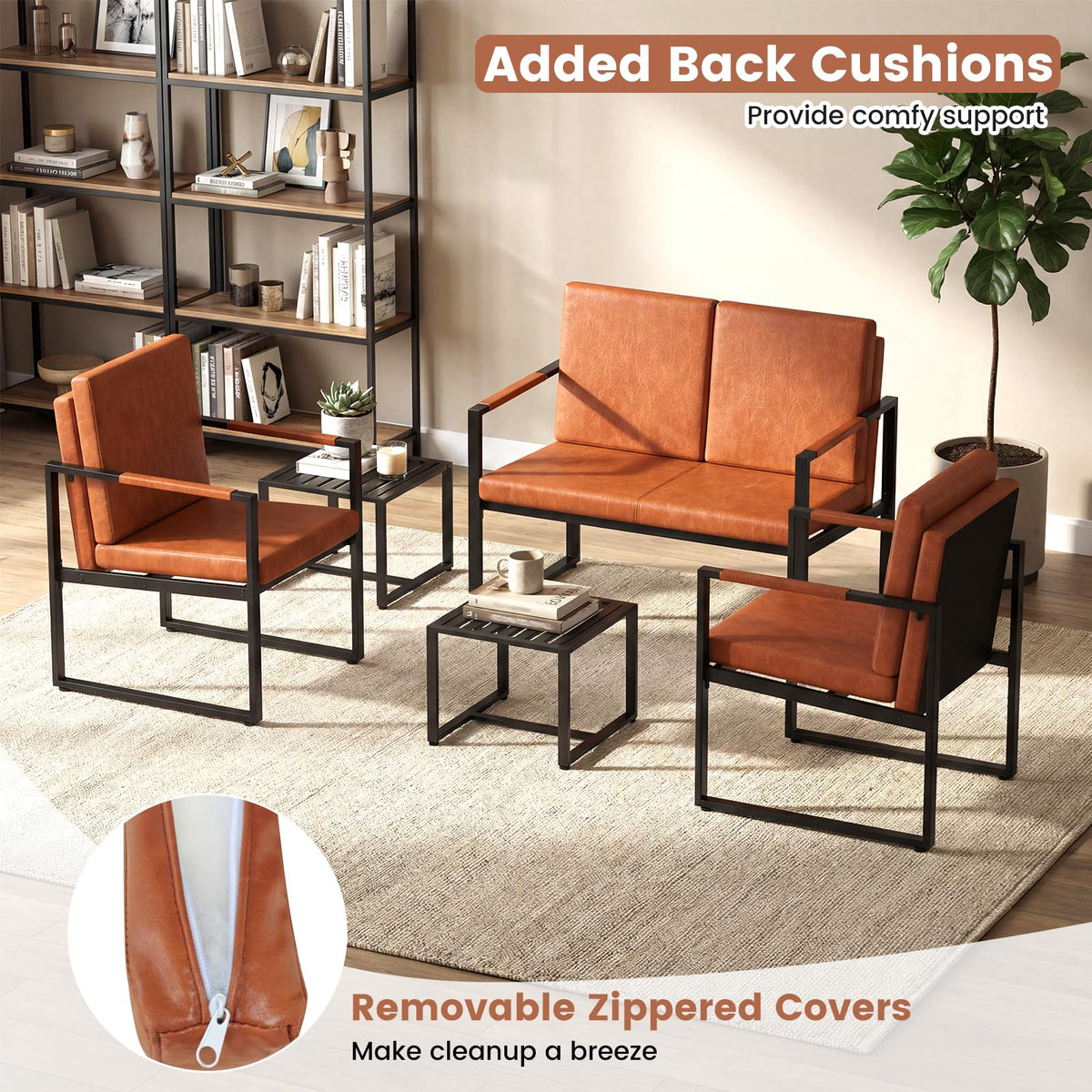 Goflame Modern Loveseat Sofa 2 Seater Small Couch