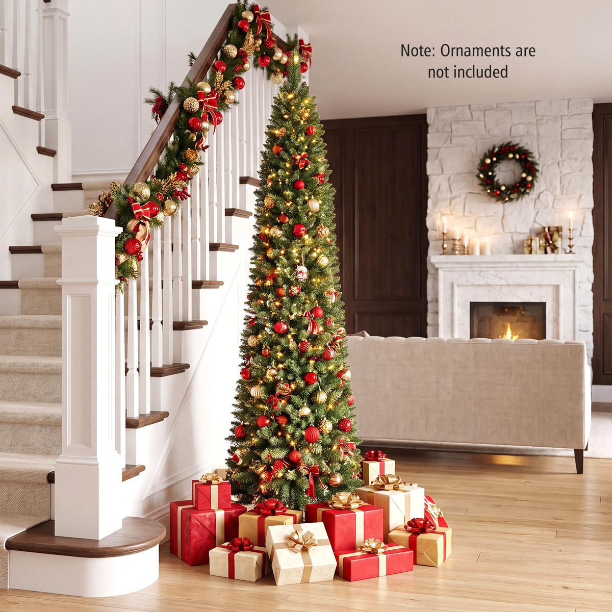 GOFLAME 6/7/9FT Pre-Lit Pencil Christmas Tree