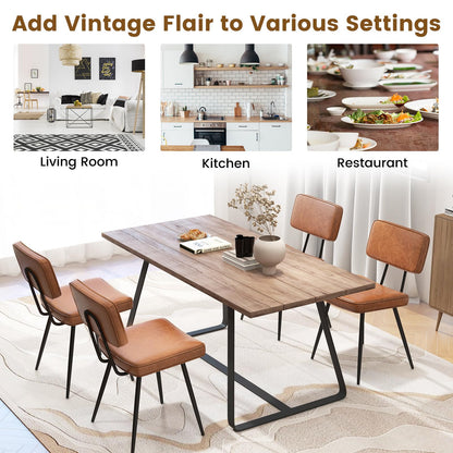 Goflame PU Leather Dining Chairs Set of 2/4, Upholstered Kitchen Chairs w/Padded Backrest & Seat, Metal Legs
