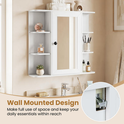 Goflame Wall Mounted Bathroom Medicine Cabinet with Mirror & Shelves