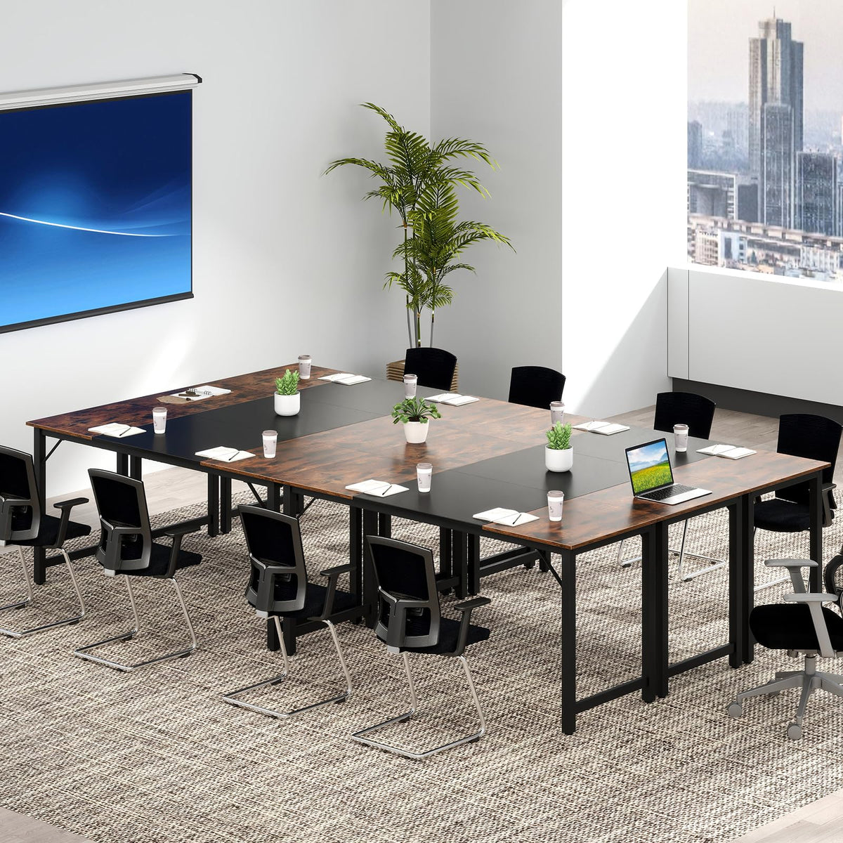 Goflame 1/2/4/6 PCS 63" x 24" Rectangular Large Meeting Room Desk