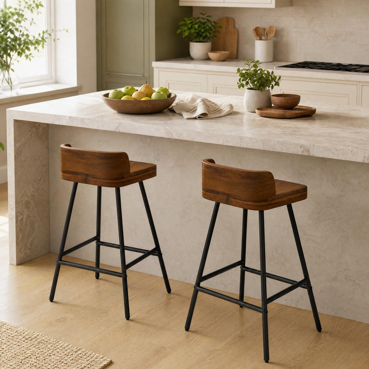 GOFLAME 24" Industrial Bar Stools Set of 1/2/4 Counter Height Barstools