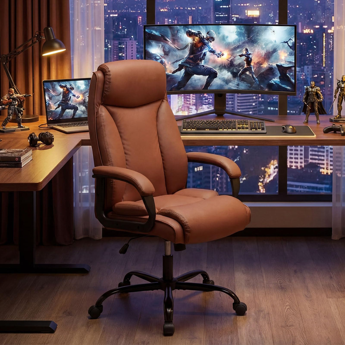 Goflame Executive Office Chair | High Back Ergonomic Home Desk Chair w/Headrest