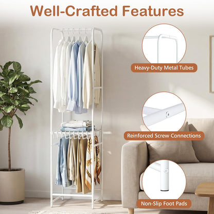 Goflame Heavy-Duty White Garment Rack with 6 Hanging Rods & 10 Pants Hangers