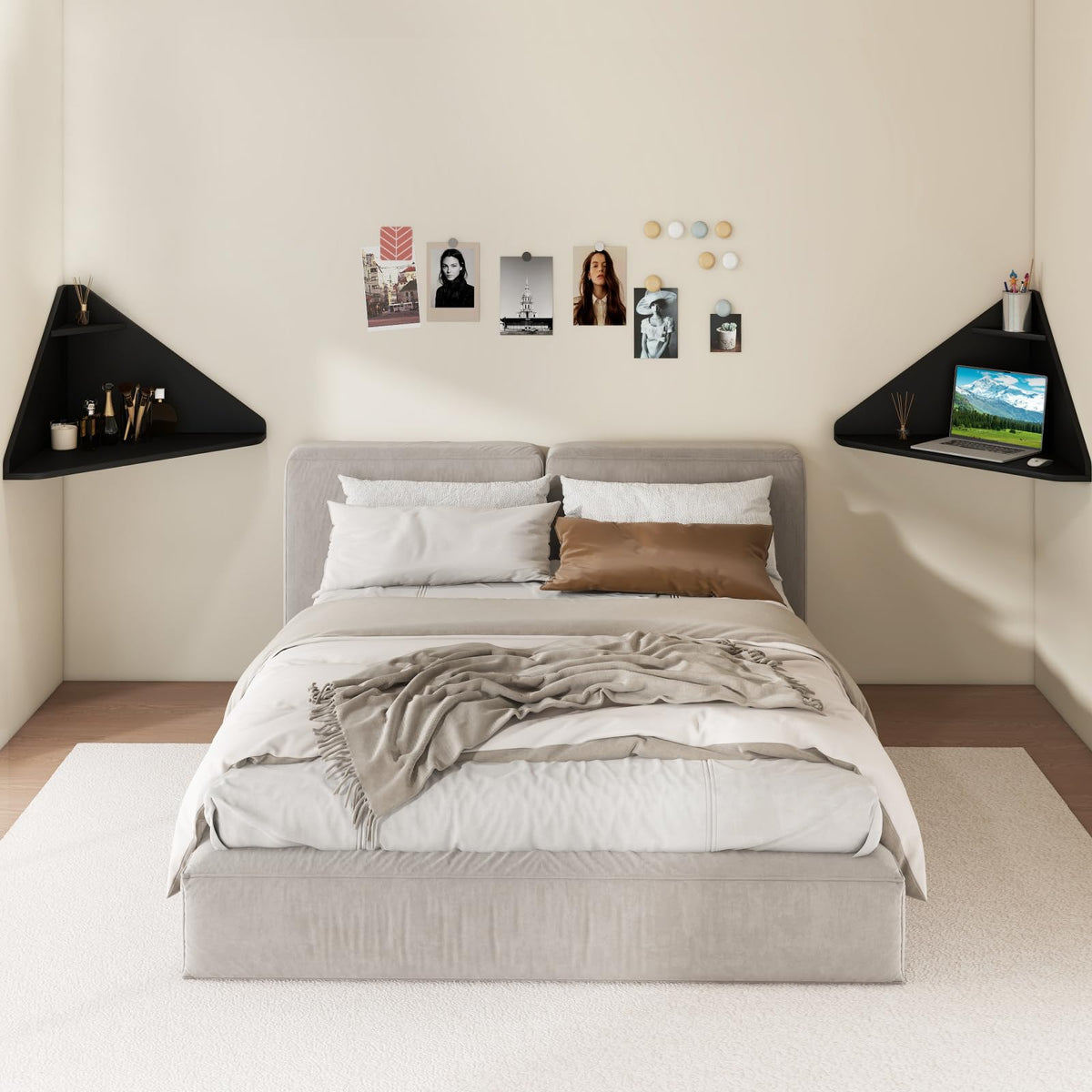 Goflame Wall Mounted Computer Desk with Storage Shelf