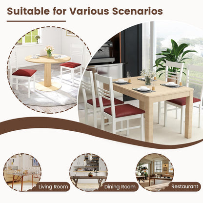 Goflame Wooden Dining Chairs Set of 2/4 Armless Kitchen Chairs w/Slat Backrest