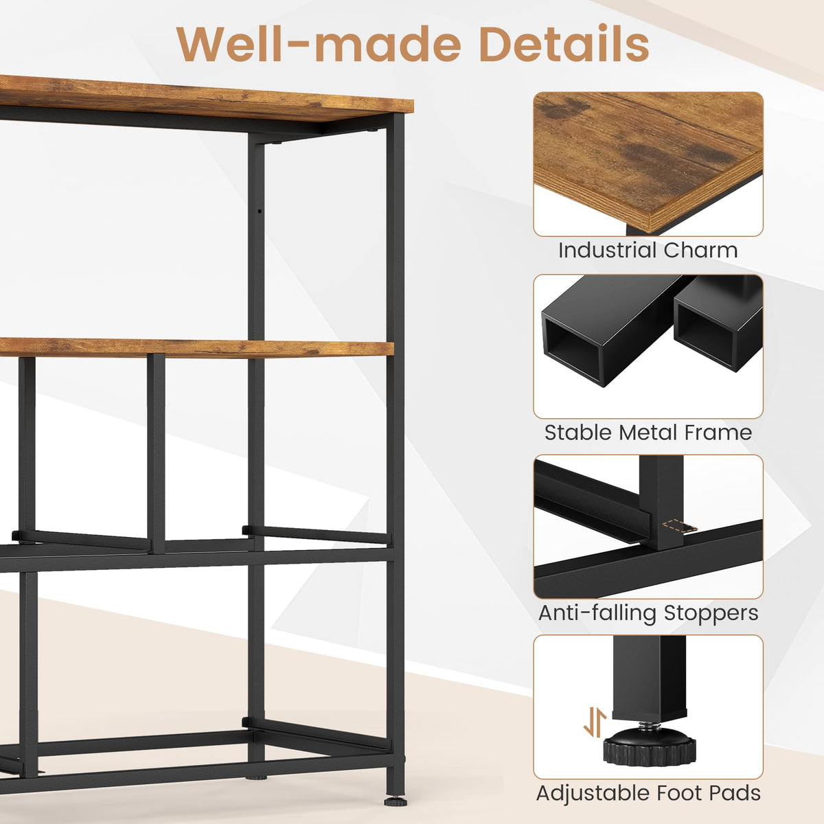 Goflame TV Stand for 45 Inch TV | 5 Fabric Drawer Entertainment Center with Open Shelf